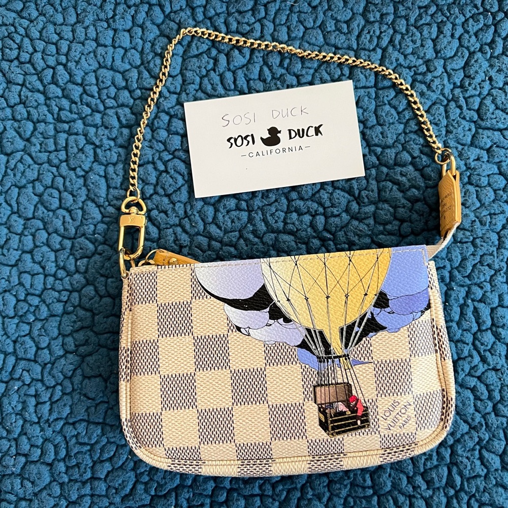 Mini Pochette Accessories Damier Azur Limited Edition Illustre Hot Air Balloon